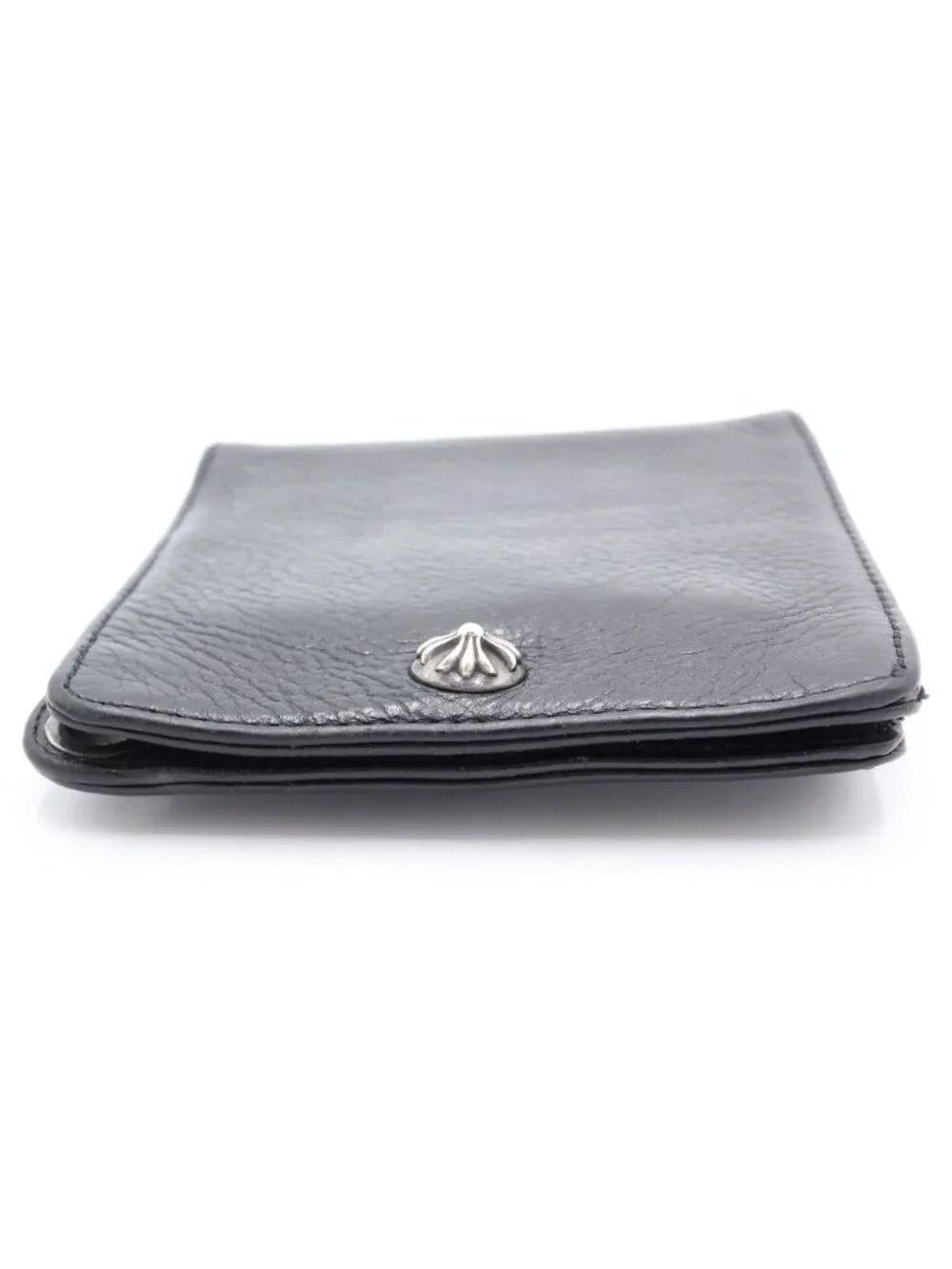 Chrome Hearts 1 Snap Cross Ball Button Leather Wallet Black